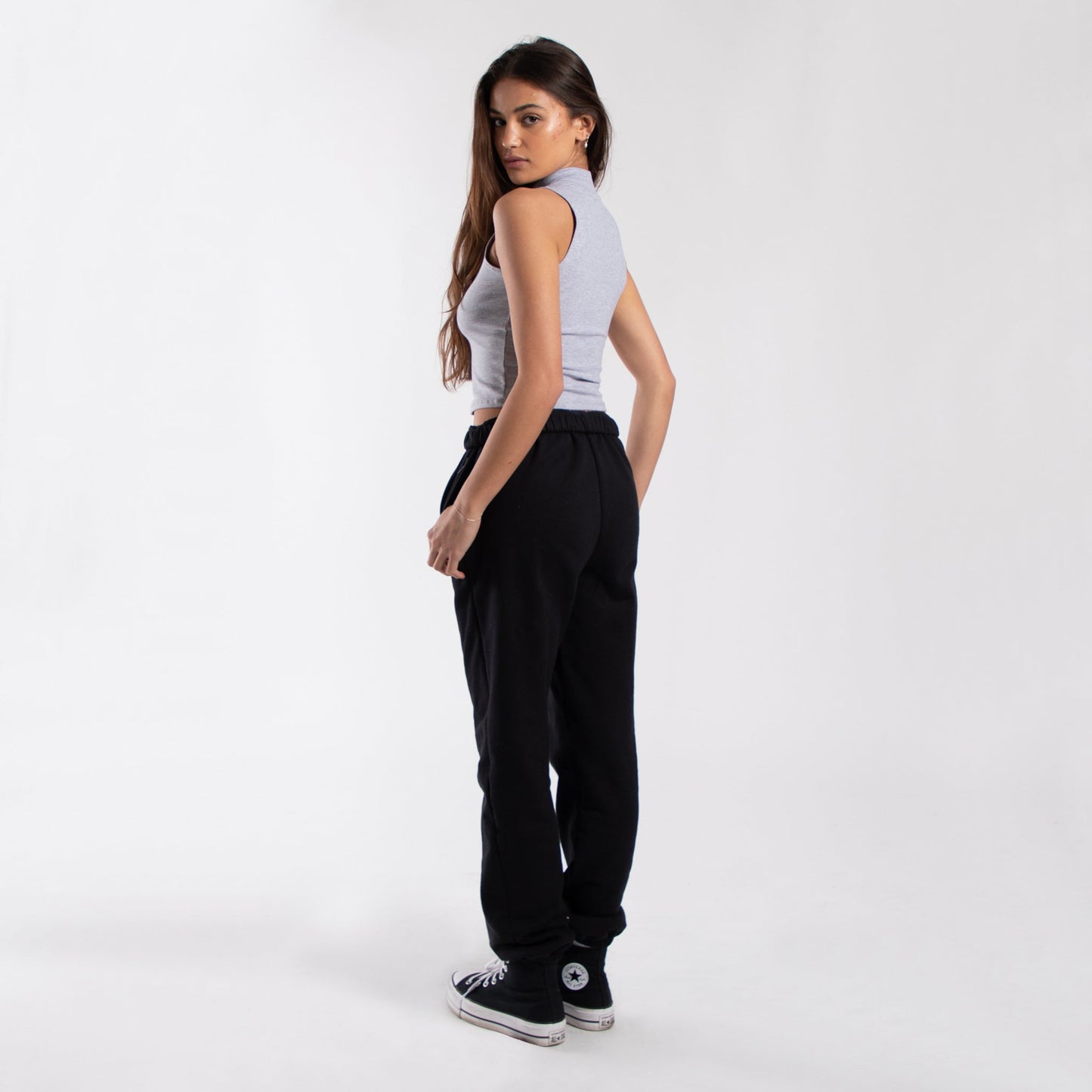 Mock Neck Cropped Muscle Tank