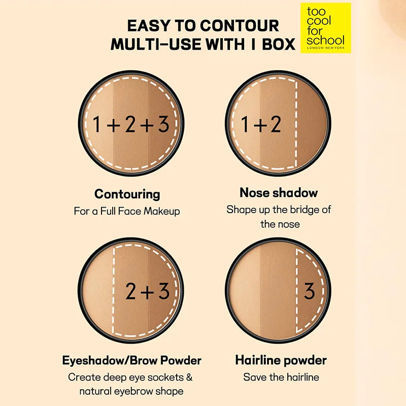 K-Beauty Matte Powder Contour Palette – Light, Smooth, Velvety Texture with Mirror and Brush