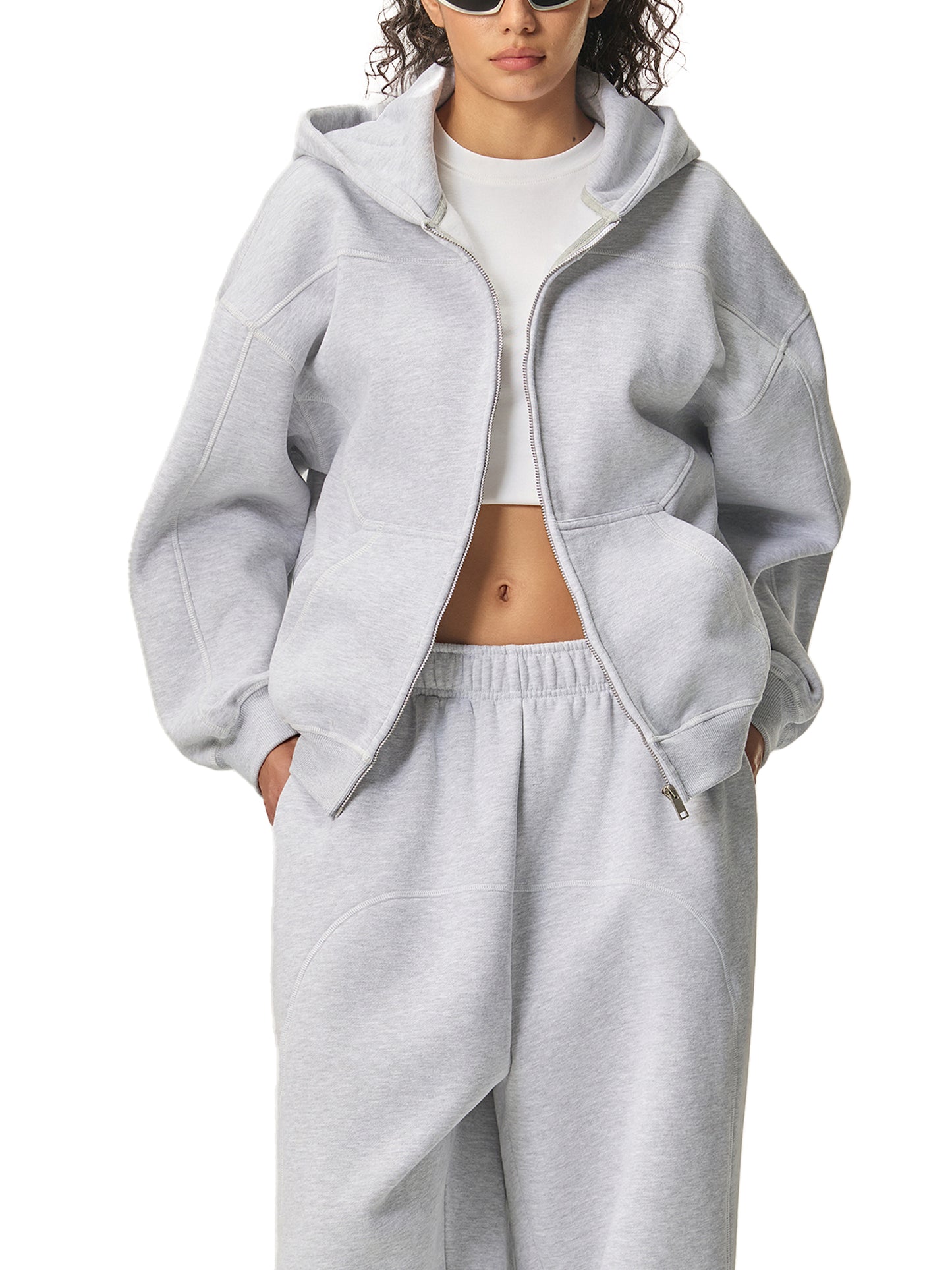 Outlined-stitch hoodie