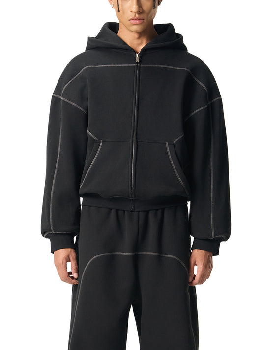 Outlined-stitch hoodie