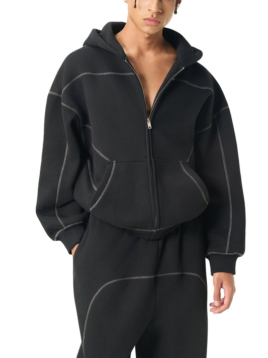 Outlined-stitch hoodie