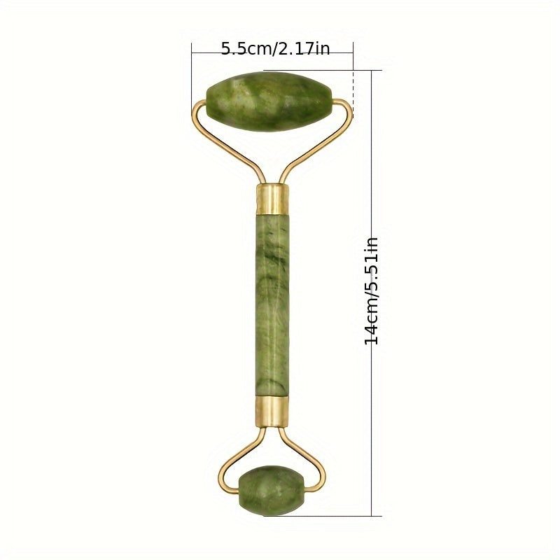 2 - Piece Natural Stone Piece Roller & Gua Sha - Jade Glow Facial Set