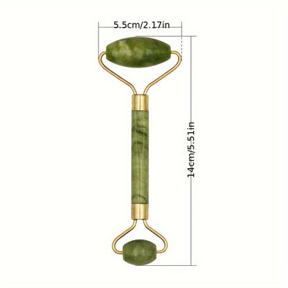 2 - Piece Natural Stone Piece Roller & Gua Sha - Jade Glow Facial Set