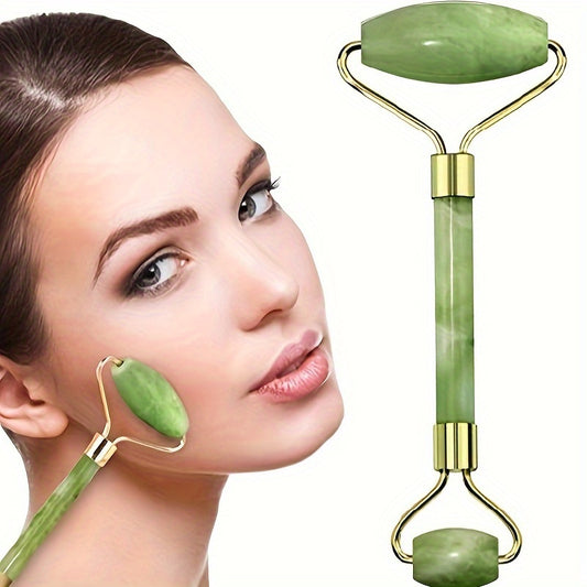 2 - Piece Natural Stone Piece Roller & Gua Sha - Jade Glow Facial Set