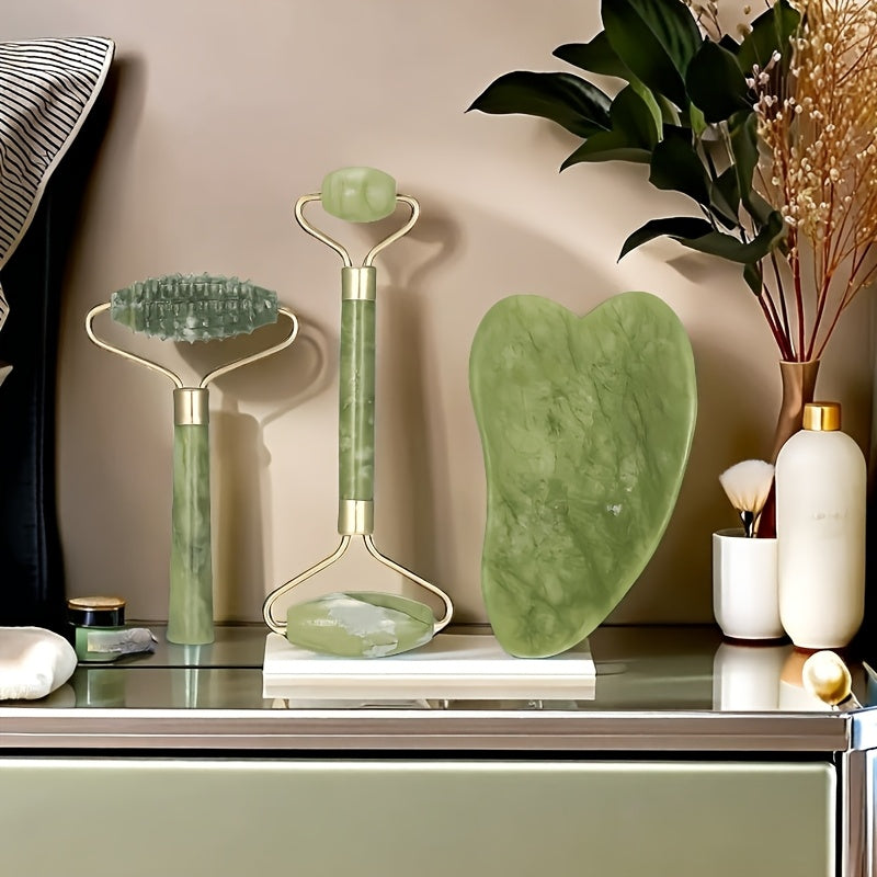 3-Piece Roller & Gua Sha - Jade Glow Facial Set