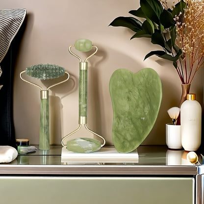 3-Piece Roller & Gua Sha - Jade Glow Facial Set