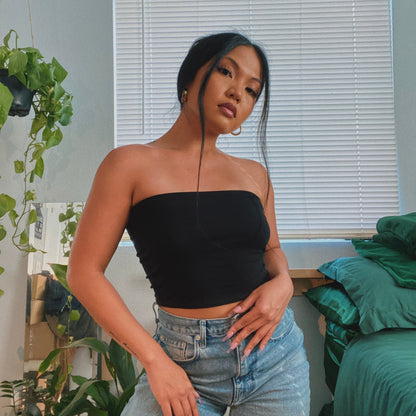 Cropped Strapless Tube Top