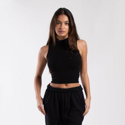 Mock Neck Cropped Muscle Tank