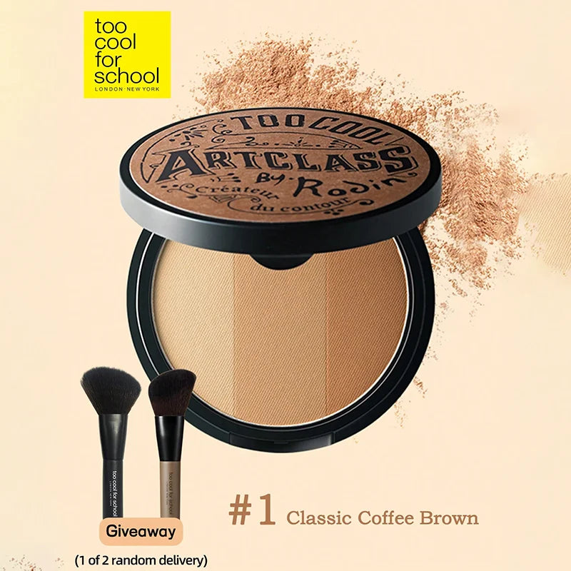 K-Beauty Matte Powder Contour Palette – Light, Smooth, Velvety Texture with Mirror and Brush