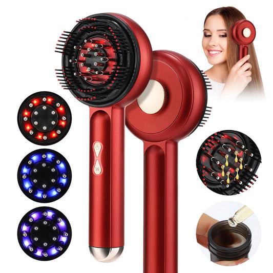 LED Scalp Therapy Comb – Microcurrent Hair Growth Massager with Red & Blue Light, Promotes Healthy Scalp and Prevents Hair Loss