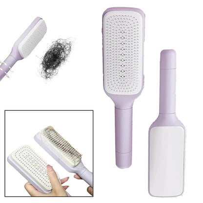 Self-Cleaning Rotating Hair Comb – Anti-Static and Retractable Hairbrush