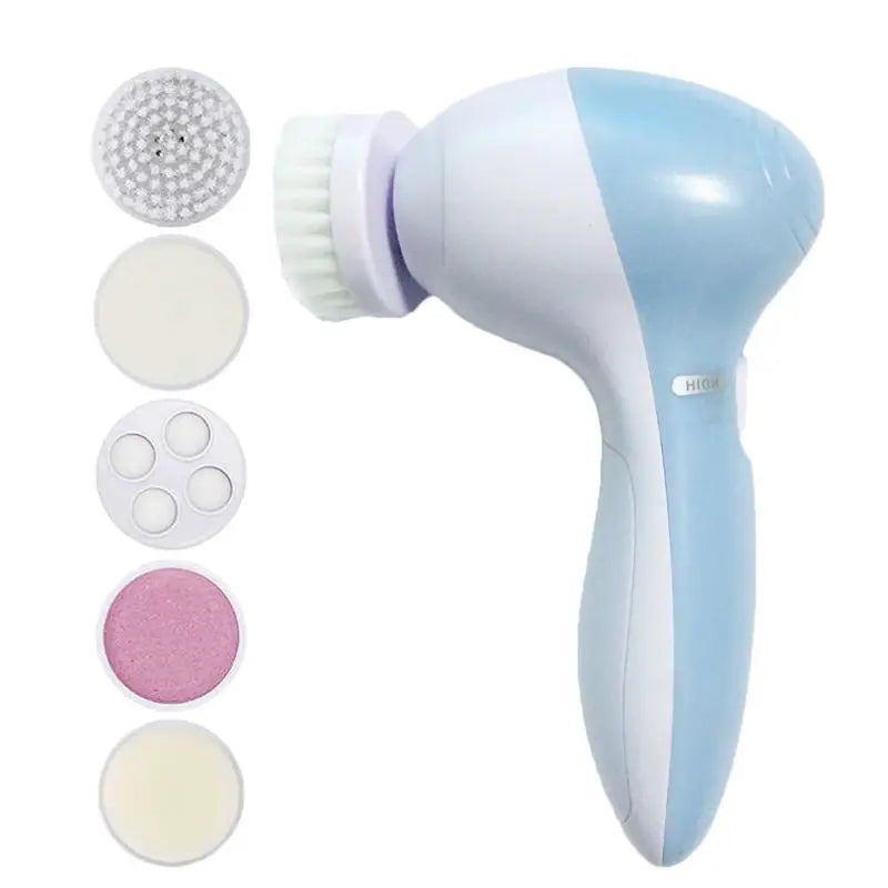 5-in-1 Electric Facial Cleaner – Brush, Massager, and Blackhead Remover