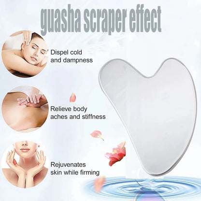 Stainless Steel Gua Sha Facial Massager - Cooling Eye and Face Tool for Firming, Jawline and Relaxation