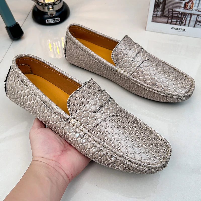 Luxury Men’s Leather Moccasins – Slip-On Party Dress Shoes