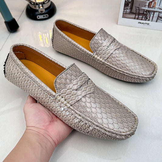 Luxury Men’s Leather Moccasins – Slip-On Party Dress Shoes