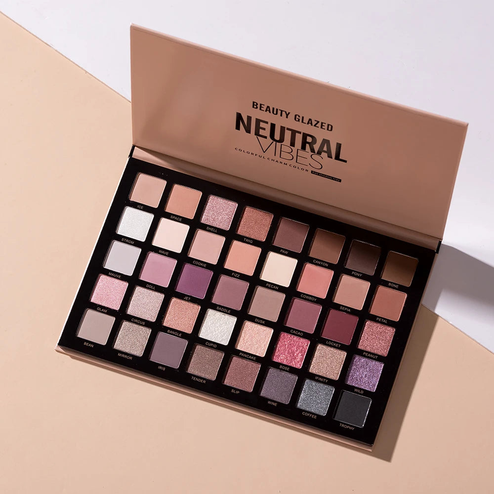 Beauty Glazed Neutral Vibes 40-Color Eye Shadow Palette – Matte, Highlight & Shimmer Shades