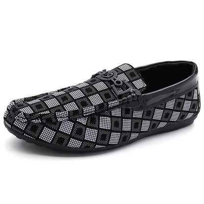 Men’s Plaid Leather Casual Loafers