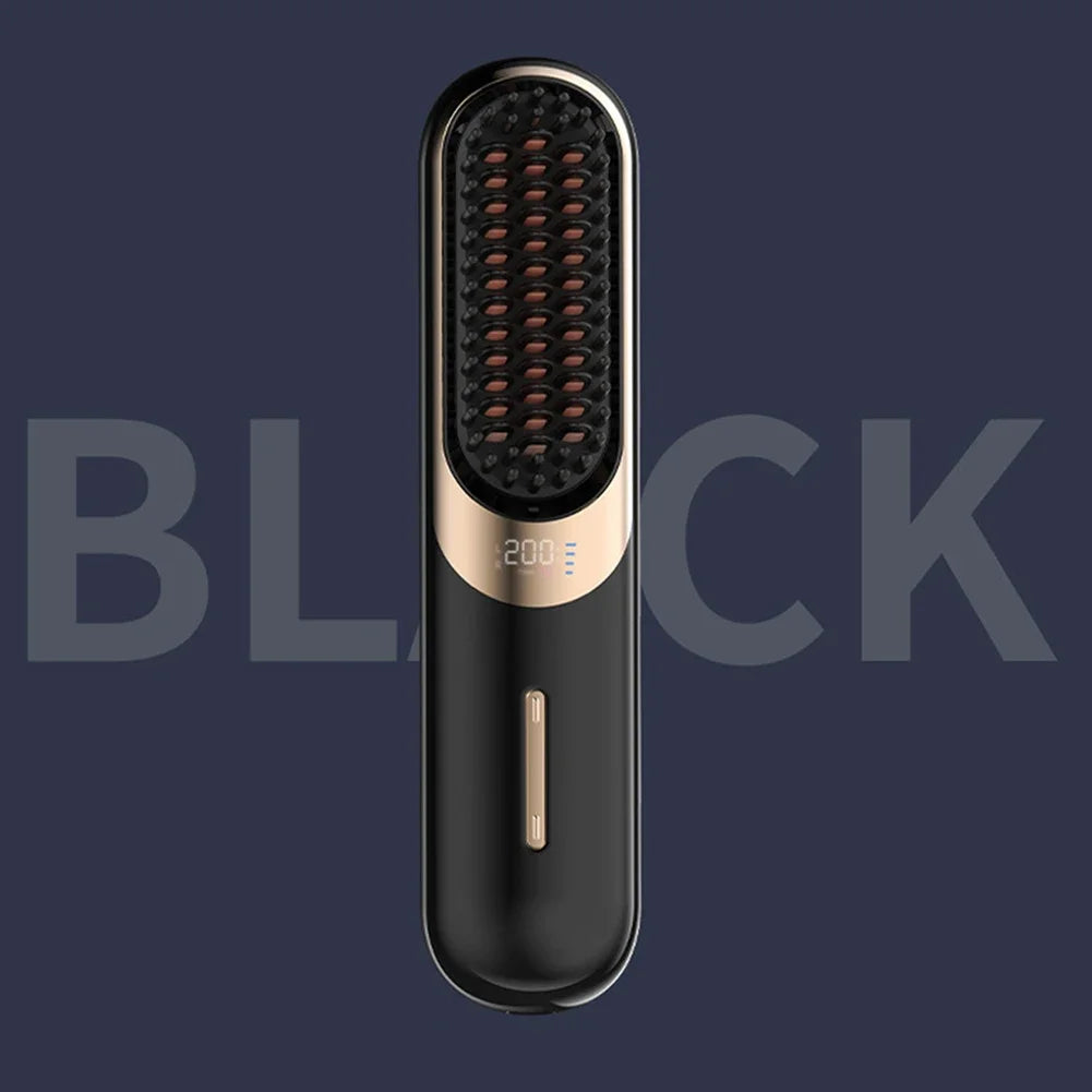 LED Electric Hair Brush – Cordless Hair Straightener with Negative Ions