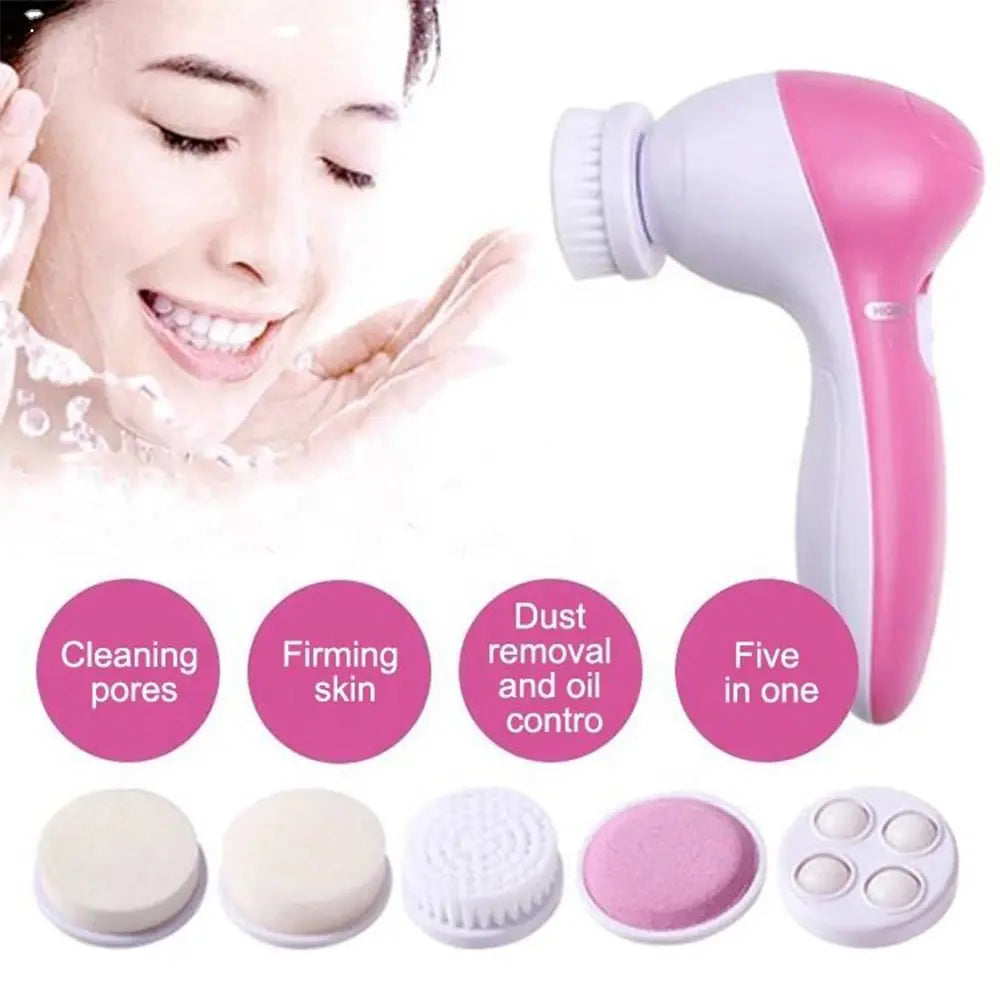 5-in-1 Electric Facial Cleaner – Brush, Massager, and Blackhead Remover