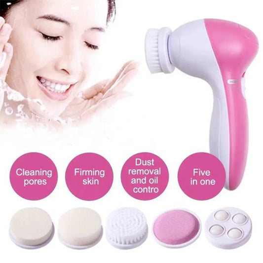 5-in-1 Electric Facial Cleaner – Brush, Massager, and Blackhead Remover