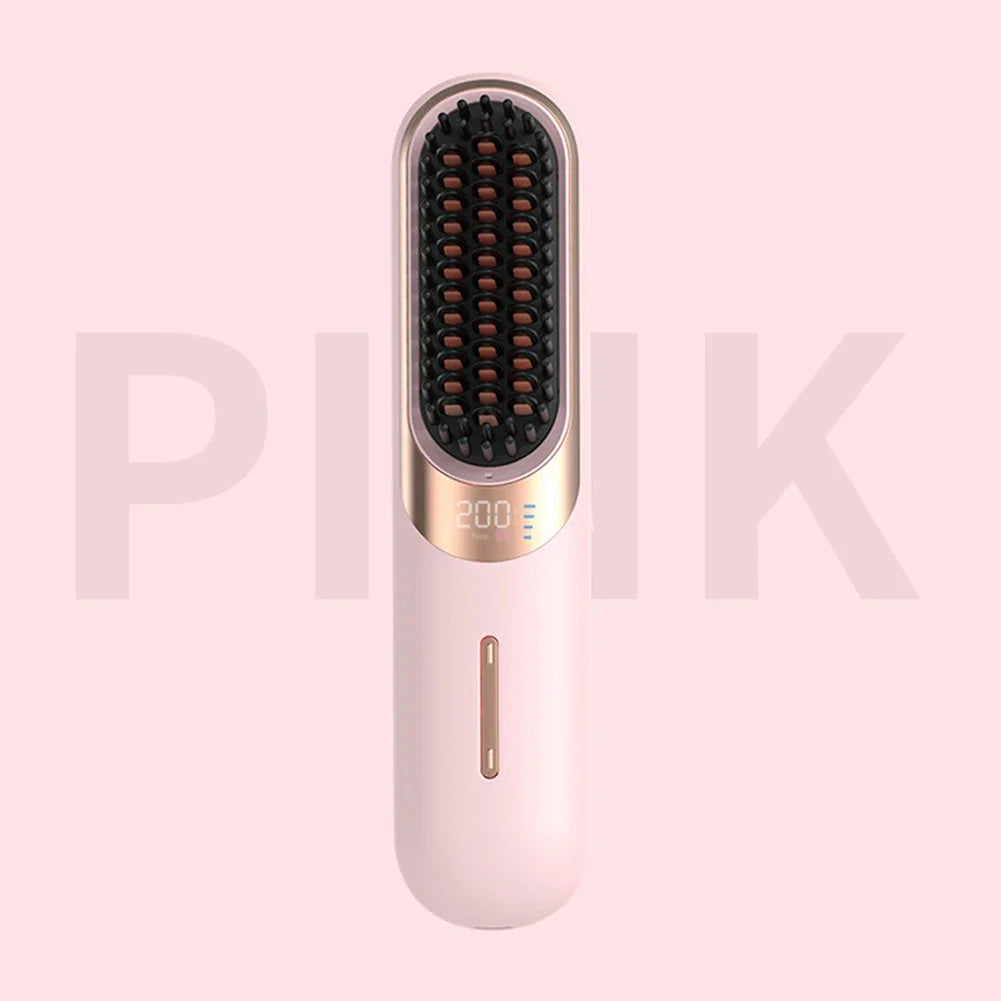 LED Electric Hair Brush – Cordless Hair Straightener with Negative Ions