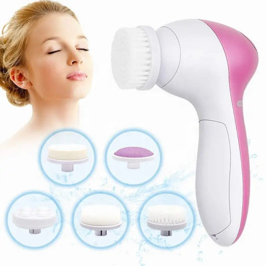 5-in-1 Electric Facial Cleaner – Brush, Massager, and Blackhead Remover