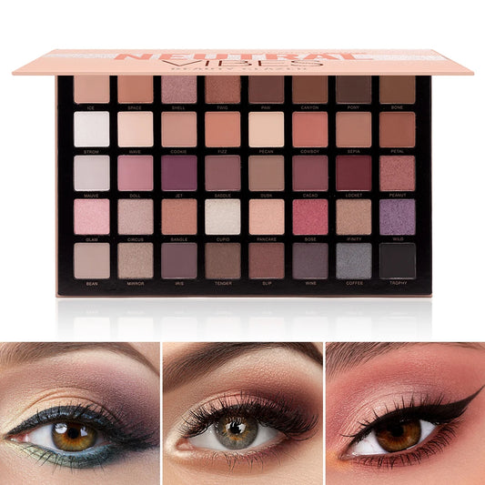 Beauty Glazed Neutral Vibes 40-Color Eye Shadow Palette – Matte, Highlight & Shimmer Shades