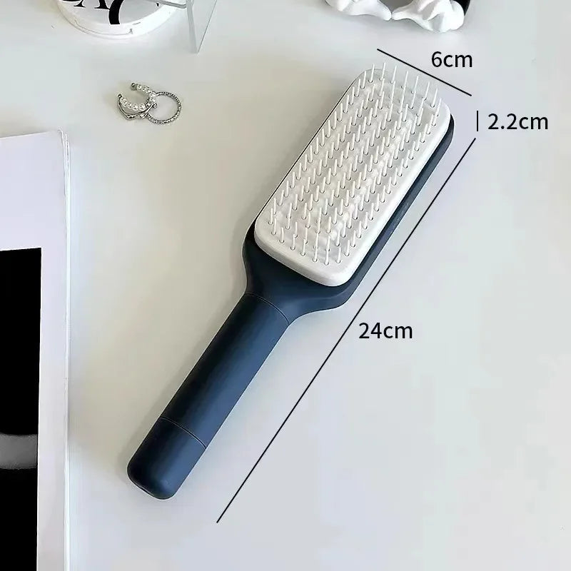 Self-Cleaning Rotating Hair Comb – Anti-Static and Retractable Hairbrush