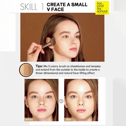 K-Beauty Matte Powder Contour Palette – Light, Smooth, Velvety Texture with Mirror and Brush