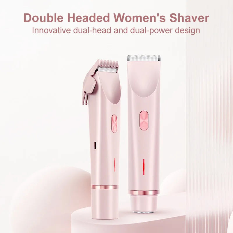 2-in-1 Dual-Head Electric Razor & Bikini Trimmer for Women – Wet & Dry Use
