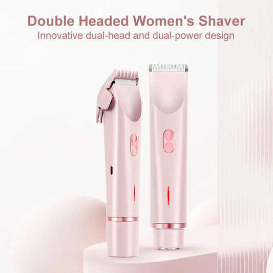 2-in-1 Dual-Head Electric Razor & Bikini Trimmer for Women – Wet & Dry Use