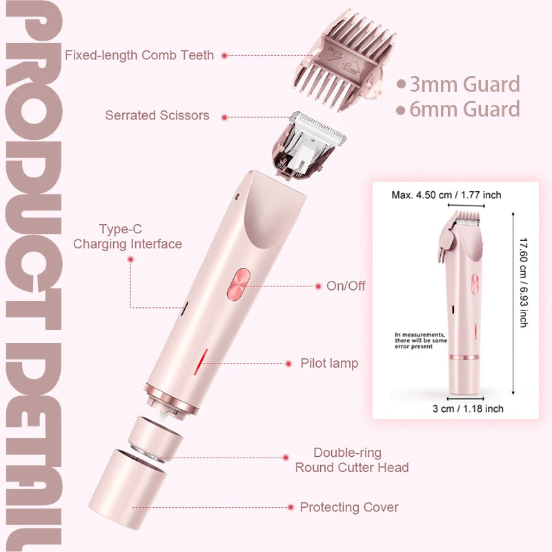 Dual Head Hair Removal Device – Portable, Waterproof, Wet & Dry Use for Women