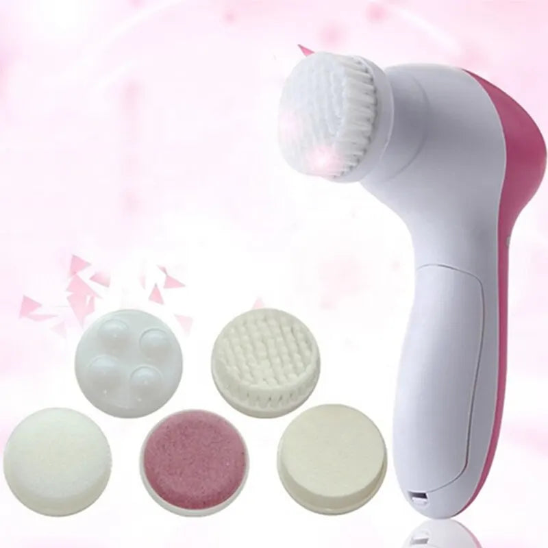 5-in-1 Electric Facial Cleaner – Brush, Massager, and Blackhead Remover