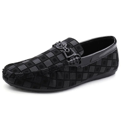 Men’s Plaid Leather Casual Loafers