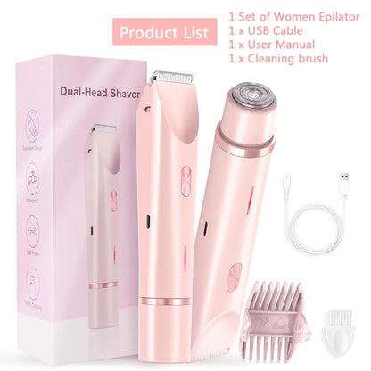 2-in-1 Dual-Head Electric Razor & Bikini Trimmer for Women – Wet & Dry Use