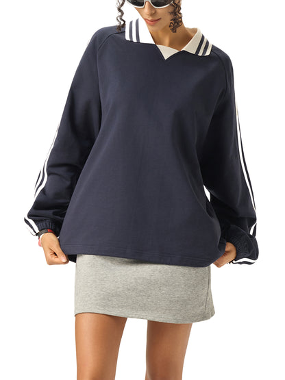 Edge Contrast Collar Sweatshirt