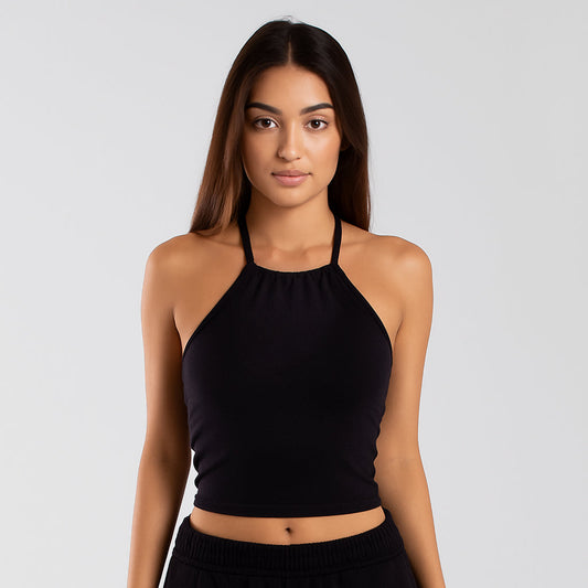 Cropped Neck-Tie Top
